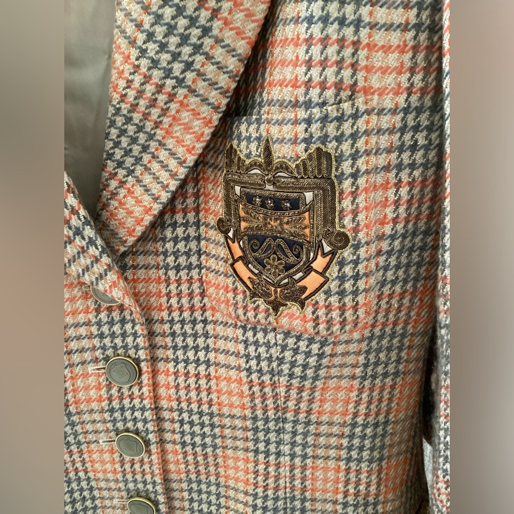 Vintage Escada Houndstooth Blazer Embroidery - Picture 3 of 5